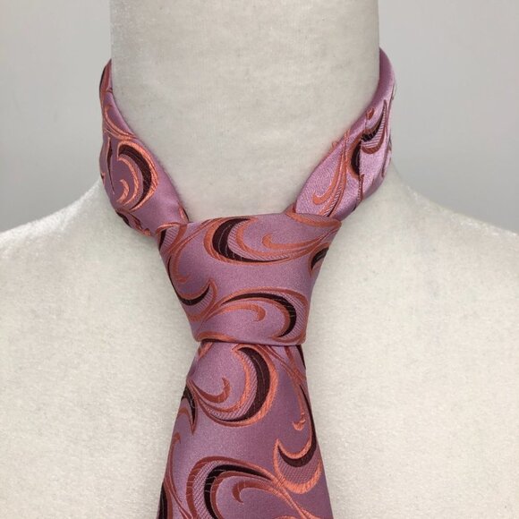 BOSS Hugo Boss Pink Swirl Patterned wide Tie 100% Silk - Picture 2 of 9